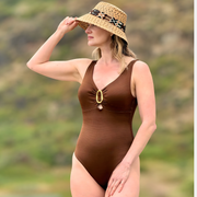 Traje de Baño  Mujer Entero Control de Abdomen Cafe Chamela 45055