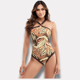 Traje De Baño Mujer Control De Abdomen Halter Chamela 45065