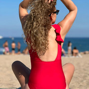 Traje De Baño Rojo Con Bolero y Control Abdomen 97975