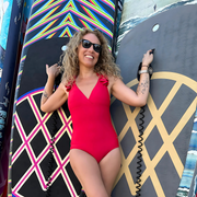 Traje De Baño Rojo Con Bolero y Control Abdomen 97975