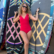 Traje De Baño Rojo Con Bolero y Control Abdomen 97975